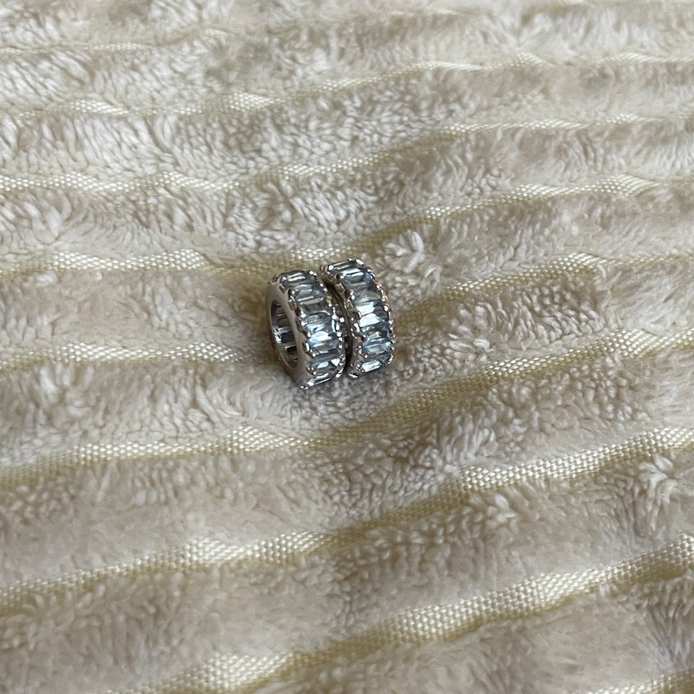 Pair of Blue Crystal & Sterling Silver Bracelet Charms (Non-Pandora Brand).